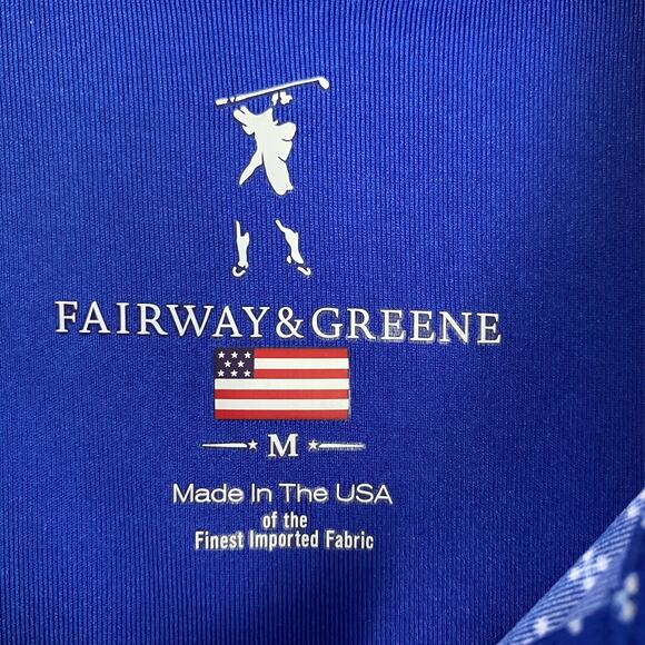 Fairway & Greene Golf Polo Shirt Men Size M Blue Floral Square Embroidered USA - Picture 5 of 7